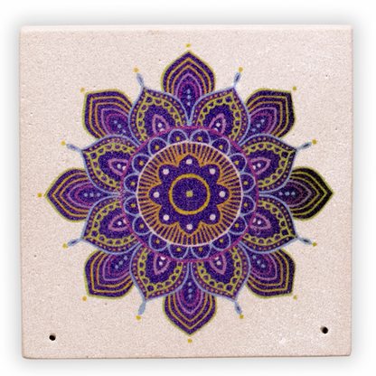 Βαση για Στικ απο Sandstone- λουλούδι Mandala-Διαστάσεις: 10 × 10 εκ - mykarma.gr