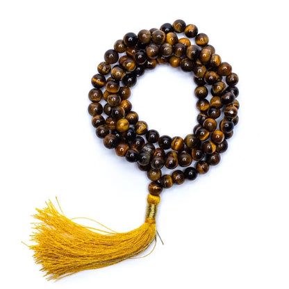 Mala Tiger Eye -Μάτι Τίγρης - 108 χάντρες - 6 mm + τσάντα - mykarma.gr