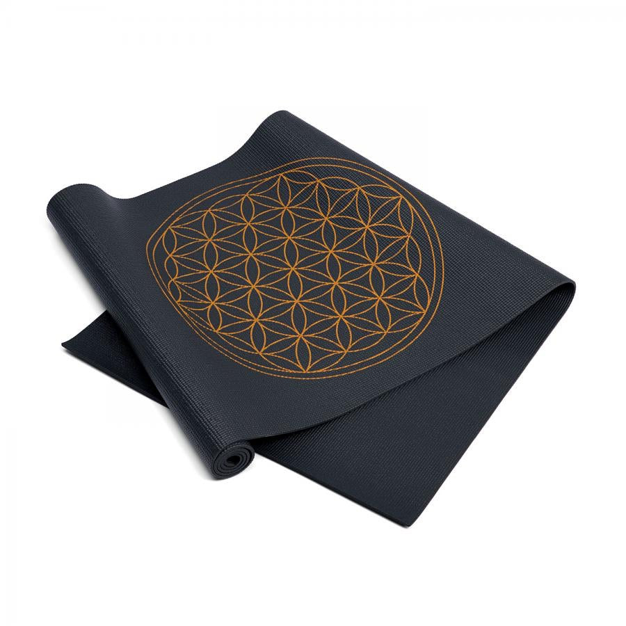 Bodhi στρώμα γιόγκα Leela με Flower of Life - anthracite  183 x 60 cm, 4.5 mm - mykarma.gr