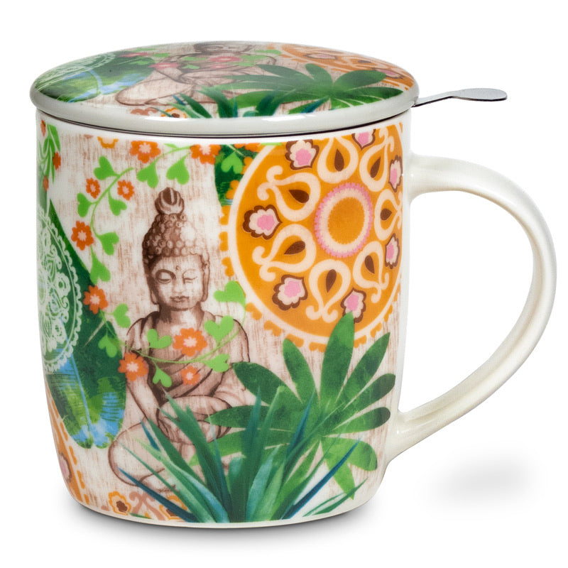 Ενα υπέροχο δώρο! Tea Infuser-Κούπα Buddha Paradise - Πορσελάνη 400 ml. - mykarma.gr