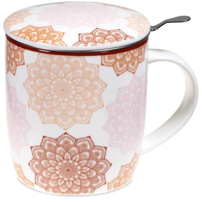 Ενα υπέροχο δώρο! Tea Infuser-Κούπα Mandala Ροζ - Πορσελάνη 400 ml. - mykarma.gr