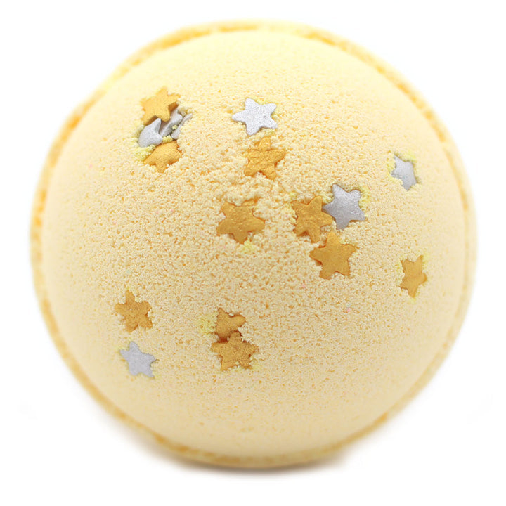 Bath Bomb μπάνιου διακοσμημένο με αστεράκια - αμυγδαλωτό άρωμα (Marzipan) Διάμετρος: 7,5 cm - mykarma.gr
