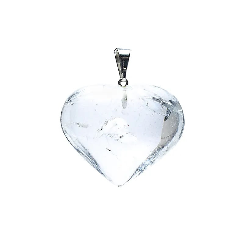 Κρεμαστό κόσμημα-μενταγιόν σε σχήμα καρδιάς-Λευκός Χαλαζίας(White Quartz).Διαστάσεις: 2,5 εκ - mykarma.gr