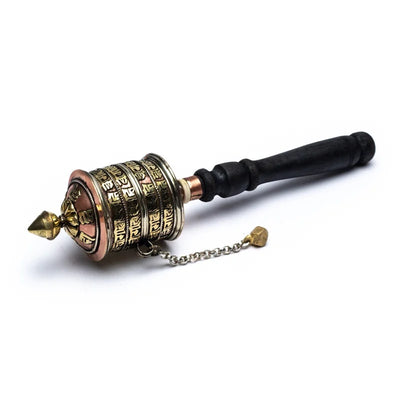 Τροχός προσευχής και καλής τύχης (Prayer Wheel)-Ohm Mani Padme Hum.Διαστάσεις: 24 x 6 cm. - mykarma.gr