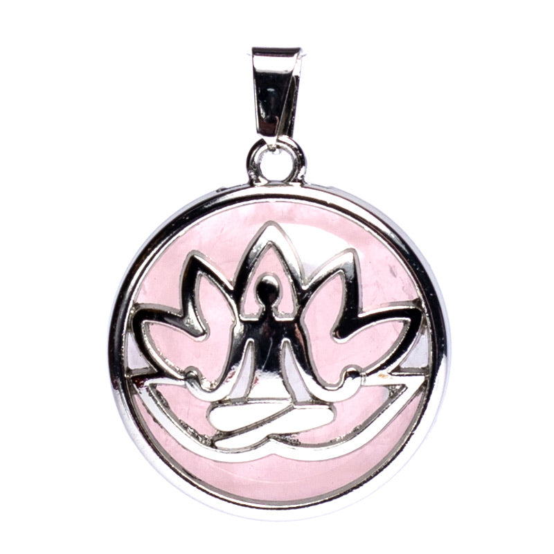 Μενταγιόν «Meditation Lotus» με Ροζ Χαλαζία (Rose Quartz).Διαστάσεις: 3 cm - mykarma.gr