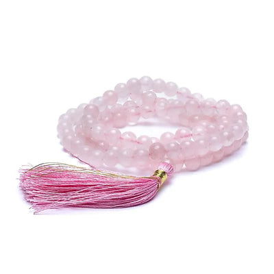 Mala Rose Quartz-Ροζ Χαλαζία  - ποιότητα AAA- 108 χάντρες 0,7 cm + τσάντα - mykarma.gr