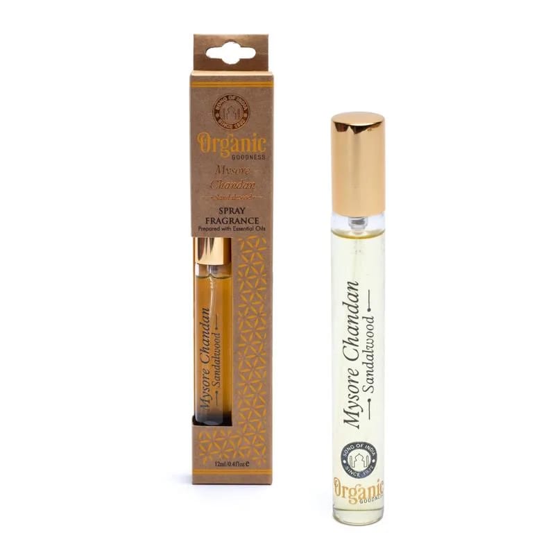 Φυσικά Αρώματα Organic Goodness σε Spray Mysore Chandan Sandalwood-Οικολογικό Φυσικό Άρωμα σε Σπρέι με Σανδαλόξυλο 12 ml | Αιθέριο Έλαιο - mykarma.gr