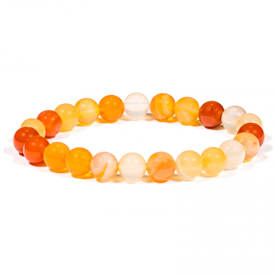 Ελαστικό Βραχιόλι Καρνεόλη(Carnelian) Διαστάσεις: 19 εκ  Χάντρες ± 8 mm. - mykarma.gr