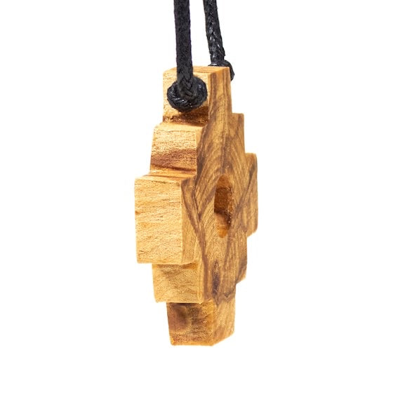 Μενταγιόν Chakana Inca Cross από ιερό ξύλο Palo Santo με λουράκι ρυθμιζόμενο σε μέγεθος. Μήκος (ελάχιστο / μέγιστο): 40-80 cm. - mykarma.gr