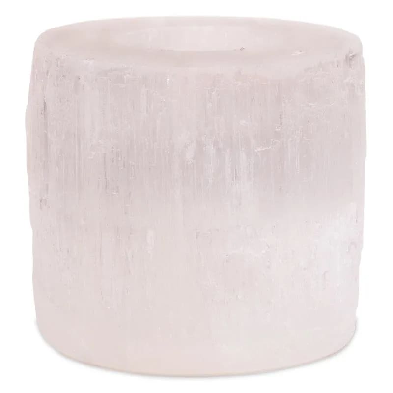 Φωτιστικό για ρεσώ "Divine Cylinder" απο Λευκό Σεληνίτη (Selenite).Βάρος: 900 g. Διαστάσεις: 8 × 8 cm - mykarma.gr