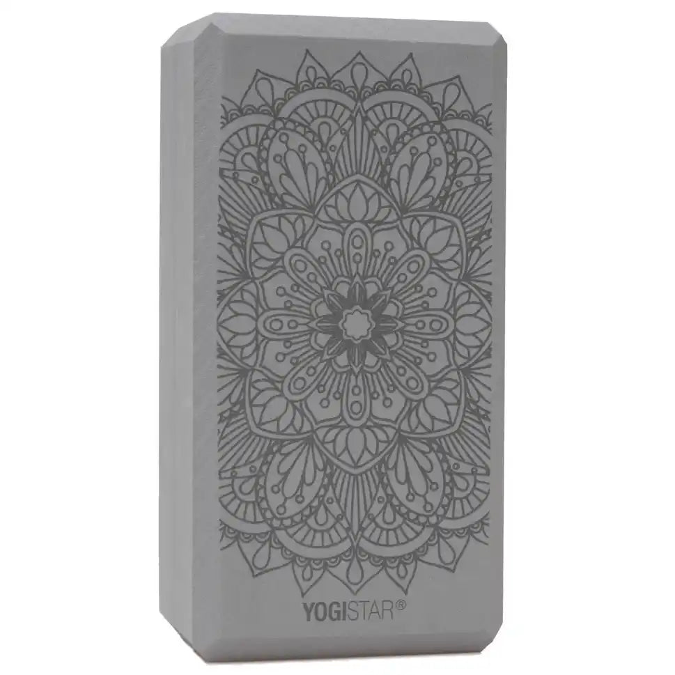 Yogistar- Yoga & Pilates Basic block 'Lotus Mandala', Graphite .Διαστάσεις 22 cm x 11 cm x 7.4 cm.Βάρος:175 g - mykarma.gr