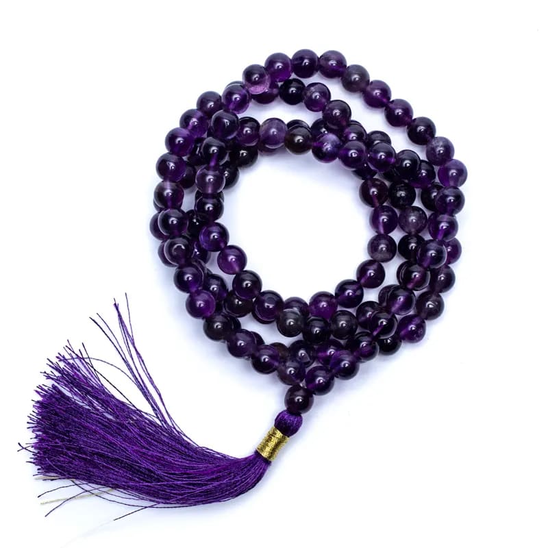 Mala Αμέθυστος (Amethyst) ΑΑ ποιότητας 108 χάντρες  Διαστάσεις: 0,6 cm - mykarma.gr
