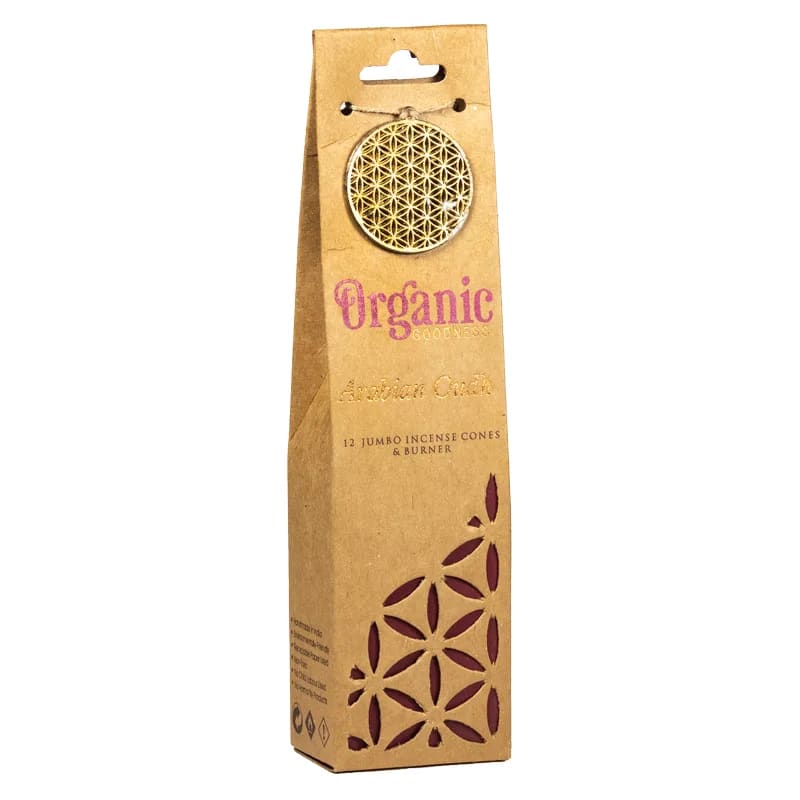 Organic Goodness Arabian Oudh Cones -Χειροποίητοι 100% οικολογικοί κώνοι & βάση - με Αιθέριο Έλαιο Arabian Oudh - 72 g  12 κώνοι - mykarma.gr