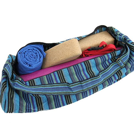 Υφασμάτινη τσάντα γιόγκα απο βαμβάκι ριγέ-μπλε. Διαστάσεις: 67 × 24 εκ - mykarma.gr