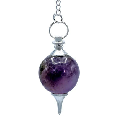 Εκκρεμές (Pendulum) Αμέθυστος (Amethyst) & 7 Chakra ημιπολύτιμες πέτρες- σφαιρικό σχήμα - σε μέταλλο.Βάρος: 24 g.Διαστάσεις: 4 × 2 εκ - mykarma.gr