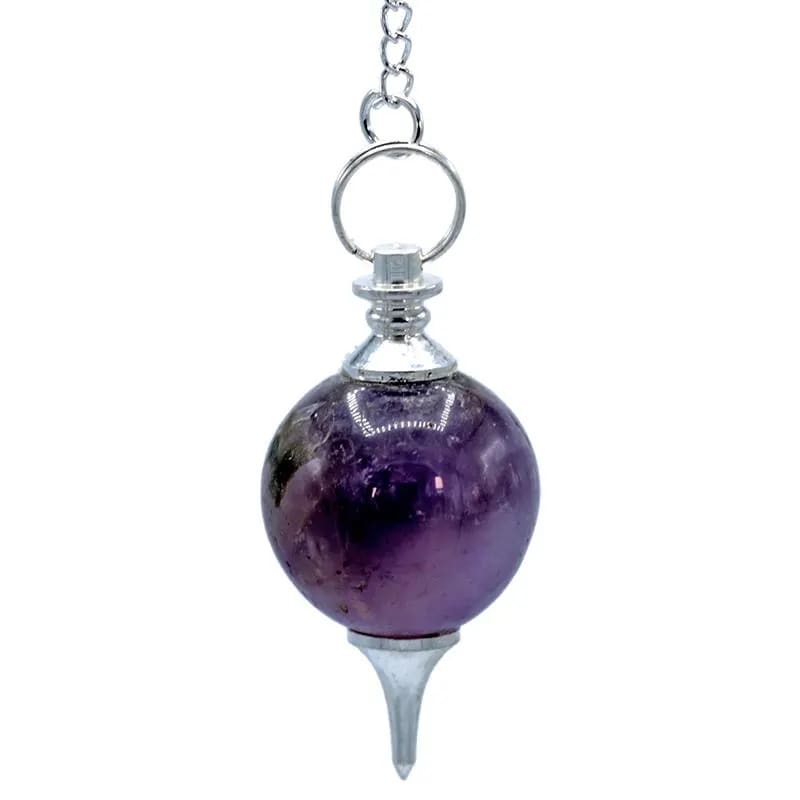 Εκκρεμές (Pendulum) Αμέθυστος (Amethyst) & 7 Chakra ημιπολύτιμες πέτρες- σφαιρικό σχήμα - σε μέταλλο.Βάρος: 24 g.Διαστάσεις: 4 × 2 εκ - mykarma.gr