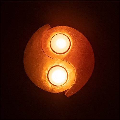 Φωτιστικό για 2 ρεσώ απο αλάτι Ιμαλαΐων “Yin Yang”. Μέγεθος 14,5x15,5x5cm Βάρος 1600-1800gr - mykarma.gr