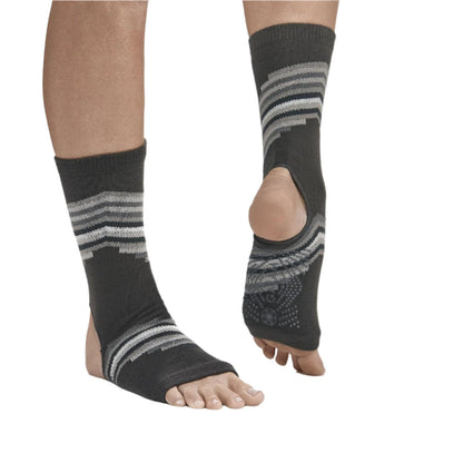 Gaiam Grippy Anklets Smoky Grey Socks | Αντιολισθητικές κάλτσες με ανοιχτά δάκτυλα & φτέρνα - one size - mykarma.gr