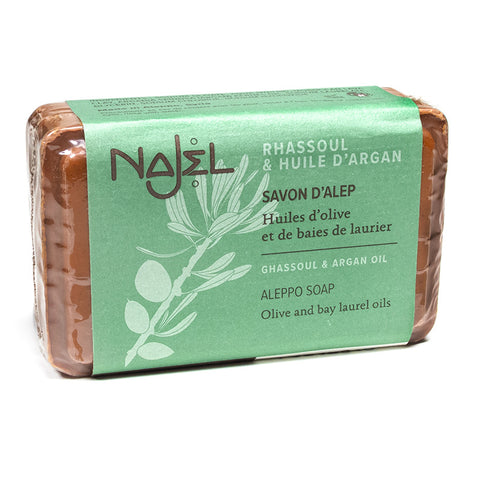 Najel - Σαπούνι με Άργιλο Rhassoul & Έλαιο Αργκάν / Aleppo Soap with Rhassoul & Argan Oil 100gr - mykarma.gr