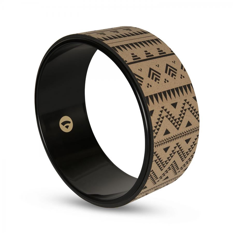 Bodhi - Yoga Wheel Samsara Cork Ethno Black-Τροχός Γιόγκα Block  32cm x 13cm - mykarma.gr
