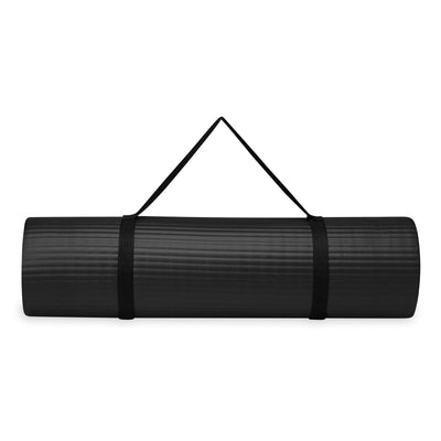 Gaiam Fitness mat- Στρώμα για Aerobic & Pilates + ιμάντας μεταφοράς δώρο - μαύρο  10 mm  172 cm x 61 cm. - mykarma.gr