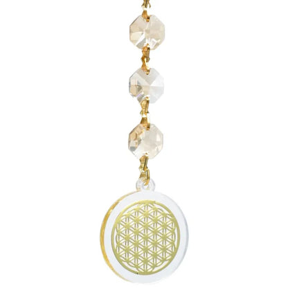 Κρύσταλλοι feng shui "Flower of Life" κρυστάλλινη διακόσμηση-champagne -20cm. - mykarma.gr