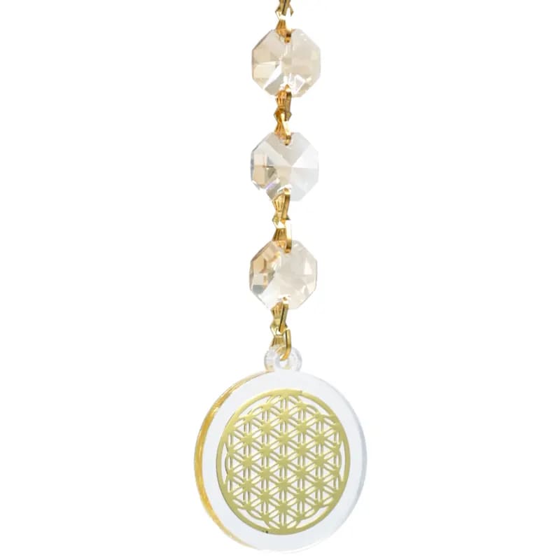 Κρύσταλλοι feng shui "Flower of Life" κρυστάλλινη διακόσμηση-champagne -20cm. - mykarma.gr