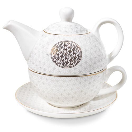 Σετ Τσαγιού απο πορσελάνη (Bone China) με Flower of Life. - mykarma.gr