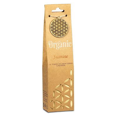 Organic Goodness Jasmine Cones -Χειροποίητοι 100% οικολογικοί κώνοι & βάση - με Αιθέριο Έλαιο Γιασεμί - 72 g  12 κώνοι - mykarma.gr