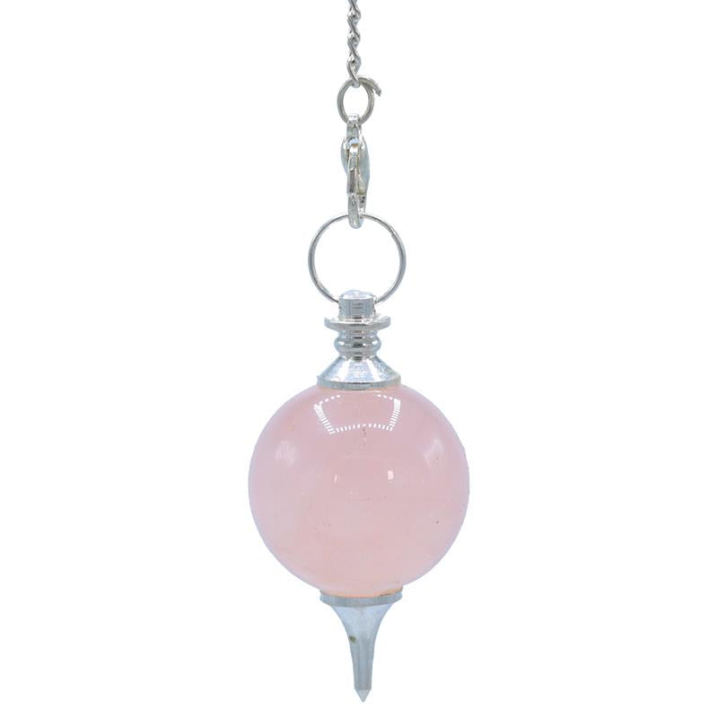 Εκκρεμές (Pendulum) Ροζ Χαλαζίας (Rose Quartz) & 7 Chakra ημιπολύτιμες πέτρες - σφαιρικό σχήμα - σε μέταλλο Βάρος: 24 g Διαστάσεις: 4,5 × 2,5 εκ