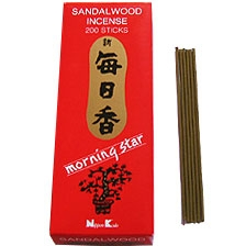 Ιαπωνικό Στικ  - Morning Star  - Σανταλόξυλο (Sandalwood)- 200 Στικ + Βάση. Βάρος. 70 γρ. Χρόνος καύσης για κάθε Στικ 25 λεπτά. - mykarma.gr