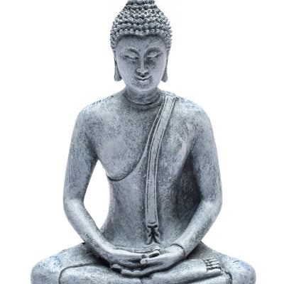 Meditation Thai Βούδας- γκρι χρώμα -πολυρεσίνη.Διαστάσεις:13 x 8 x 18 cm Βάρος: 400 g - mykarma.gr