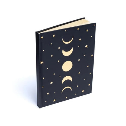 Σημειωματάριο/Notebook Moon Phases & Stars απο χαρτί - μαύρο .Μέγεθος 15 x 21 cm - mykarma.gr