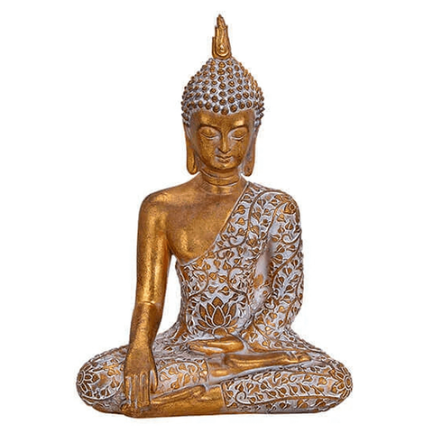 Άγαλμα Καθιστός Βούδας σε στάση λωτού - χρώμα χρυσό .Διαστάσεις  17 x 24 x 11 cm - mykarma.gr