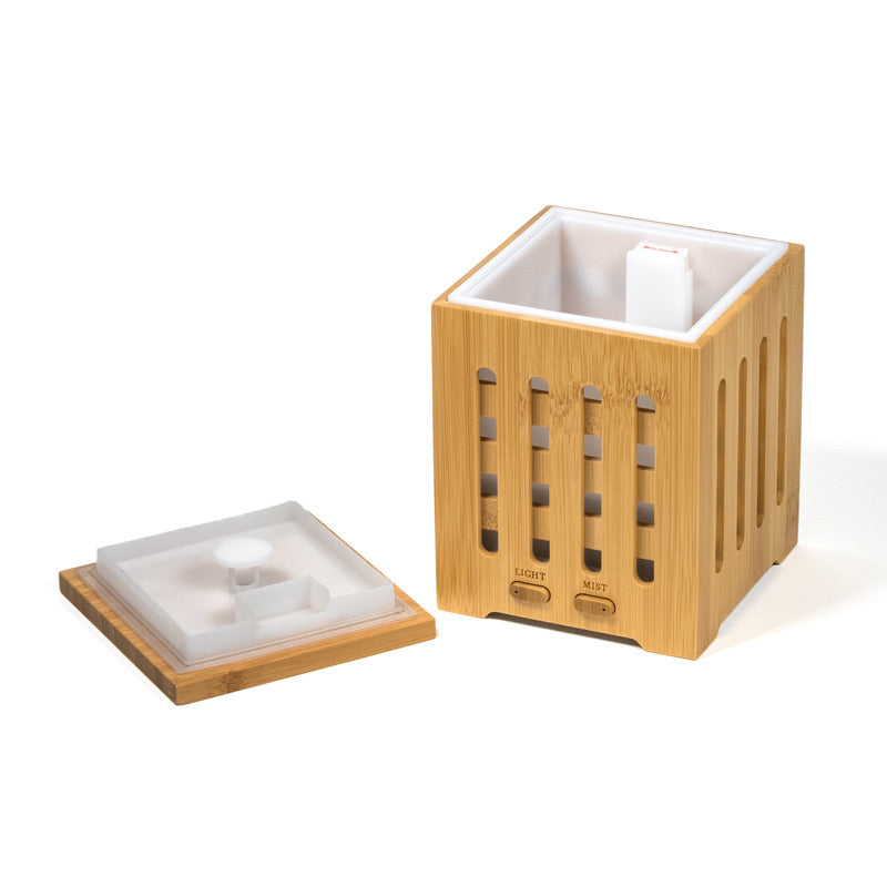 Ultrasonic aroma diffuser “Bamboo”-Ηλεκτρικός διαχυτής αρώματος για Αιθέριο έλαιο . Περιεκτικότητα 200ml Μέγεθος:10,2 x 10,3 x 13 cm - mykarma.gr