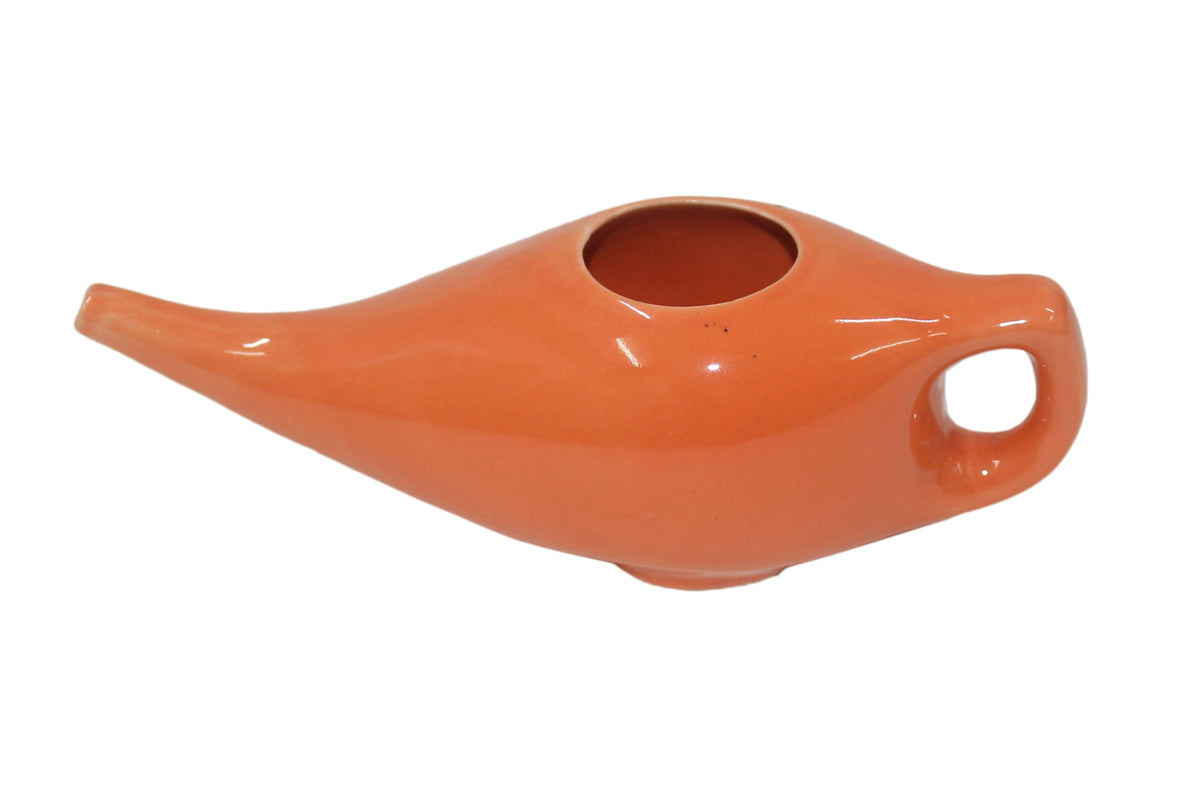 Κεραμικό Neti Pot -πορτοκαλί -18,5x6,5cm,150ml. - mykarma.gr