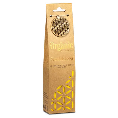 Organic Goodness Sandalwood Cones -Χειροποίητοι 100% οικολογικοί κώνοι & βάση - με Αιθέριο Έλαιο Σανταλόξυλο - 72 g  12 κώνοι - mykarma.gr