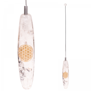 Bio-tensor με κεραία ελατηρίου - Rock Crystal - Flower of Life. Διαστάσεις: 32 cm - mykarma.gr
