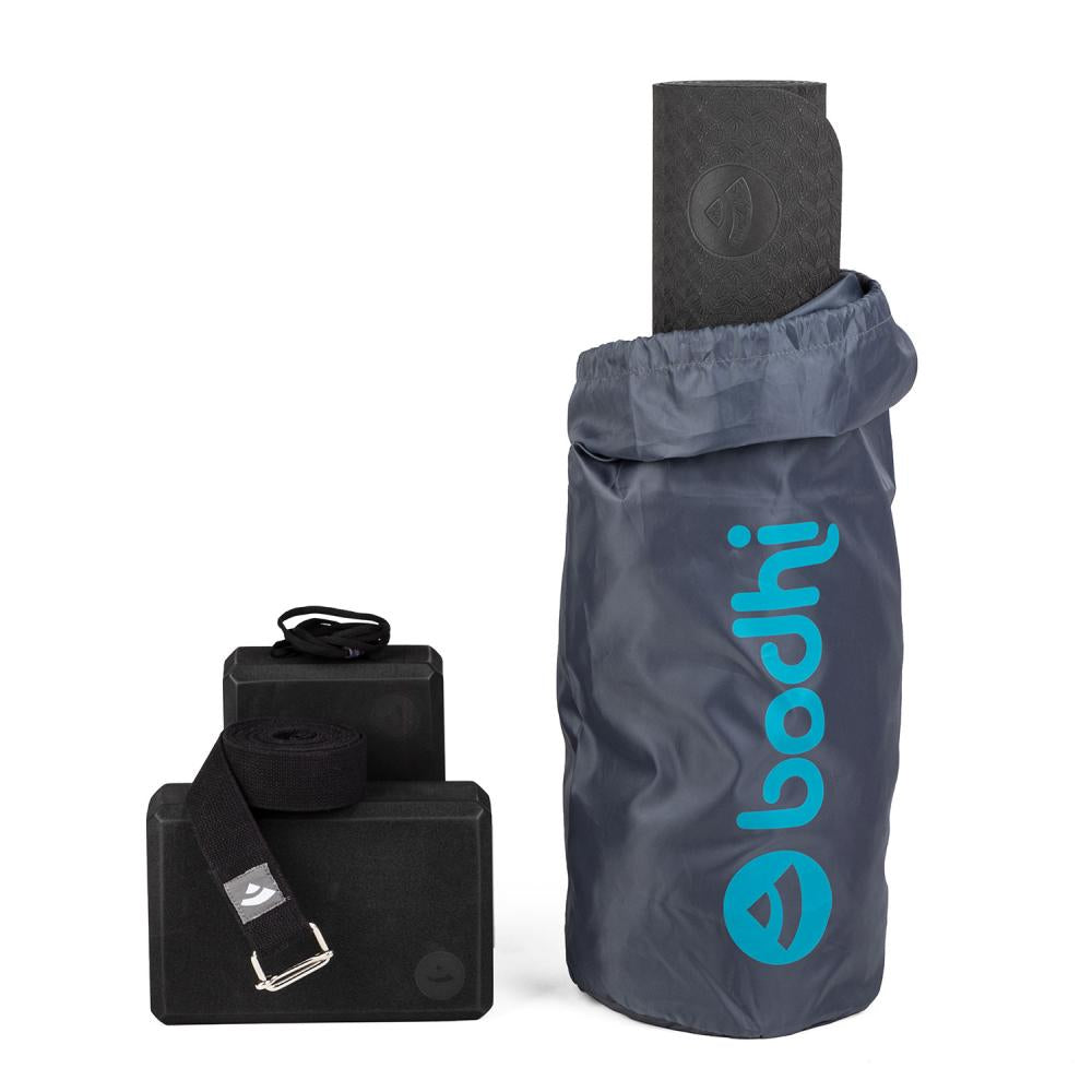 Bodhi Yoga Sets - Yoga Set Flow Black - Στρώμα 183 x 60 cm 5 mm & 2 Block 22,8 x 15  x 7,6 cm & Ιμάντας 2,5 m x 3,8 cm - mykarma.gr