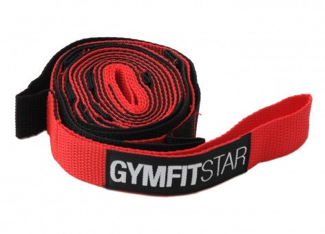 Yogistar- Dynamic Stretching Strap-Ιμάντας με πρακτικά λουριά χεριών-κόκκινο/μαύρο  235 x 2,5 cm - mykarma.gr