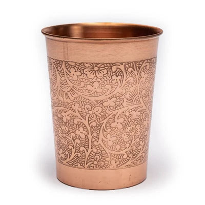 Χάλκινο Ποτήρι Νερού - Ornaments - Σκαλιστό  9 x 7,5 cm  250ml - mykarma.gr
