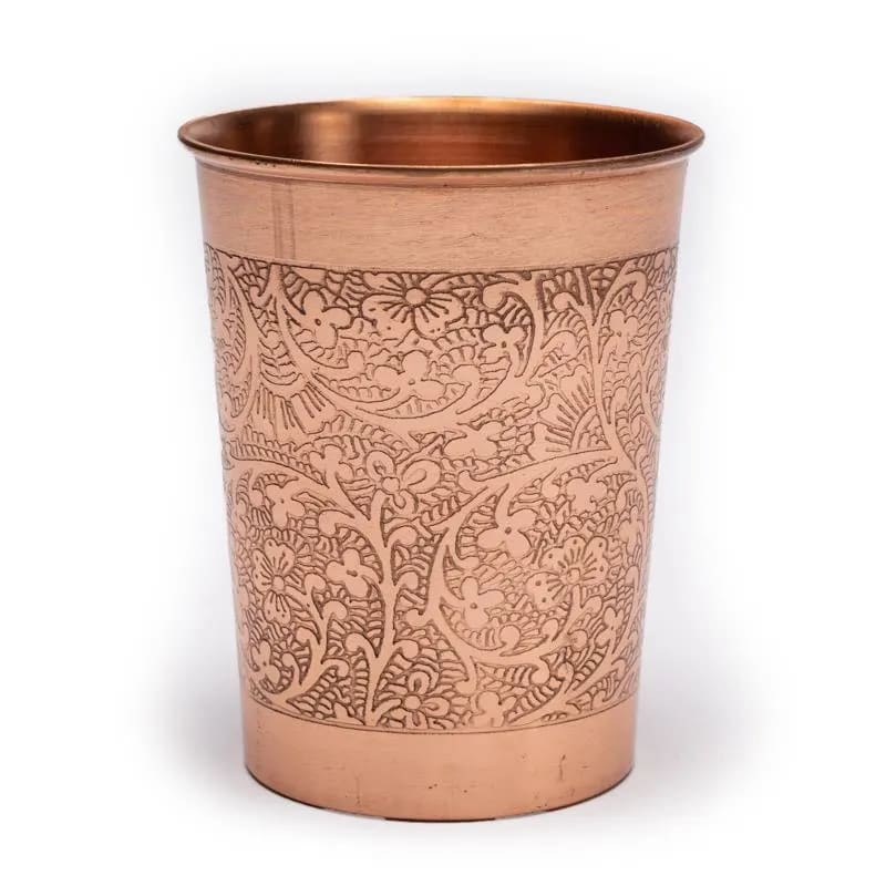 Χάλκινο Ποτήρι Νερού - Ornaments - Σκαλιστό  9 x 7,5 cm  250ml - mykarma.gr
