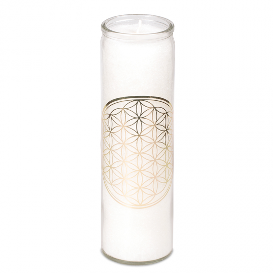 Αρωματικό Κερί - Flower of Life με αιθέρια έλαια Mint, Lemon grass and Frankincense-Χρόνος καύσης 100 ώρες. Διαστάσεις: 21 × 6,5 cm. - mykarma.gr