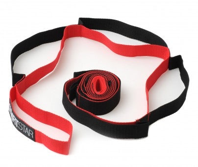 Yogistar- Dynamic Stretching Strap-Ιμάντας με πρακτικά λουριά χεριών-κόκκινο/μαύρο  235 x 2,5 cm - mykarma.gr