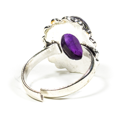 Δαχτυλίδι με Αμέθυστο(Amethyst) & Ορειχαλκο(χωρίς νικέλιο). Μέγεθος ρυθμιζόμενο. - mykarma.gr