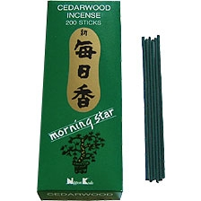 Ιαπωνικό Στικ  - Morning Star  - Cedarwood - 200 Στικ + Βάση. Βάρος. 70 γρ. Χρόνος καύσης για κάθε Στικ 25 λεπτά. - mykarma.gr