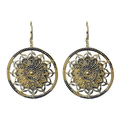 Σκουλαρίκια από ορείχαλκο Lotus Mandala.Διαστάσεις: 3,5 εκ. - mykarma.gr