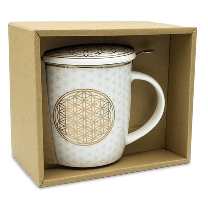 Ενα υπέροχο δώρο! Tea Infuser-Κούπα Flower of Life.Υλικό:Πορσελάνη Περιεκτικότητα:400ml. - mykarma.gr