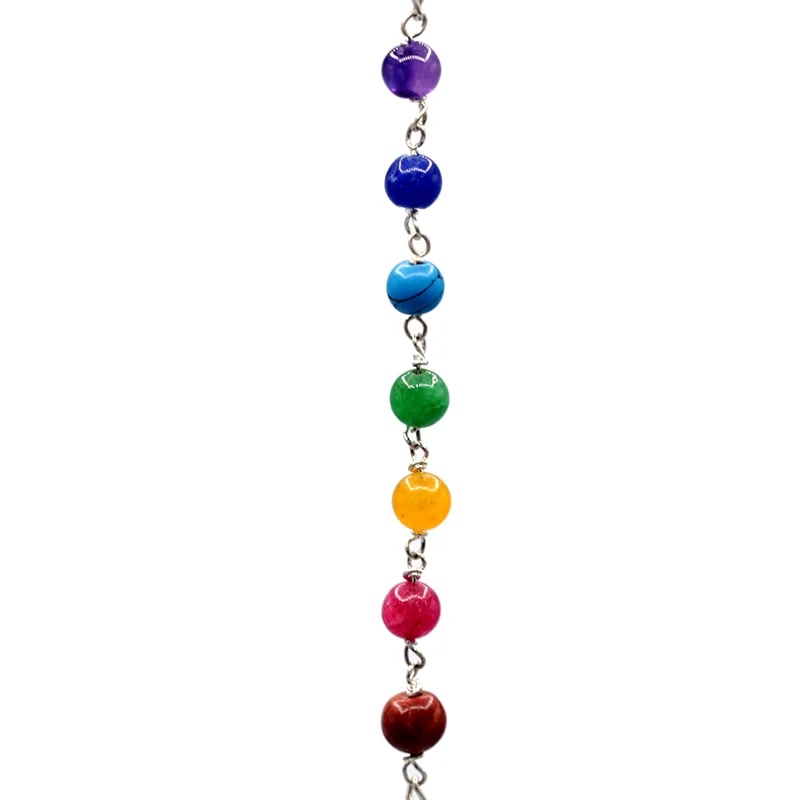 Εκκρεμές (Pendulum) Λευκός Χαλαζίας (Rock Crystal) & 7 Chakra ημιπολύτιμες πέτρες - σφαιρικό σχήμα - σε μέταλλο.Βάρος: 24 g.Διαστάσεις: 4 εκ - mykarma.gr