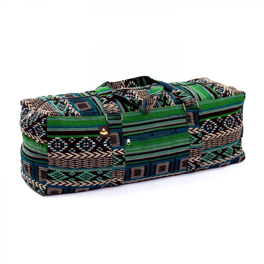 Bodhi Yoga Kit Mat Bag Ethno - Τσάντα Μεταφοράς για στρώμα - βαμβάκι - μαύρο/άσπρο/πράσινο . Διαστάσεις 63cm x 20cm x 23cm - mykarma.gr